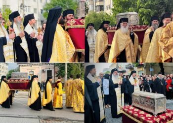 Trei ierarhi, zeci de preoți și mii de credincioși din Botoșani au participat la Procesiunea cu Moaștele Sfântului Ierarh Iosif cel Milostiv
