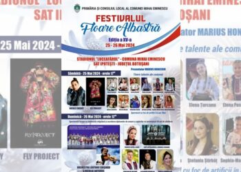 Festivalul „Floare Albastră” la a 15-a ediție. Organizatori: Primăria și Consiliul Local al comunei Mihai Eminescu