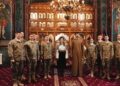 Corul militar „Răzeșii” al Batalionului 335 Artilerie „Alexandru cel Bun” din Botoșani, condus de preot Teodor Cenușă, prezent la Mănăstirea Putna