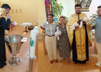 Botez plin de emoție în Austria: Părintele Vasile Melinte și preoteasa Ana Maria l-au creștinat pe micuțul Cristian-Iosif