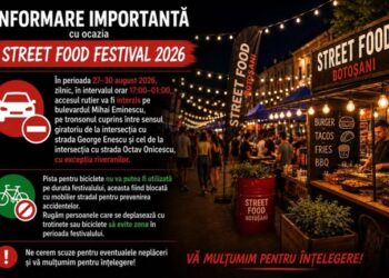 Restricții de circulație și închiderea pistei pentru biciclete în zona Street FOOD Festival Botoșani 2026
