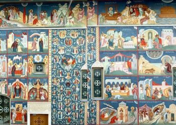 Arborele lui Iesei, simbol al genealogiei lui Hristos și al Tainei Cununiei, în fresca Bisericii Ortodoxe Române din Viena
